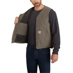Carhartt Vests: Men's 104394 DWD Driftwood Relaxed Fit Washed Duck Sherpa-Lined Vest -Fashion Clothing Store download 2022 05 12t161158.668