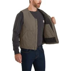 Carhartt Vests: Men's 104394 DWD Driftwood Relaxed Fit Washed Duck Sherpa-Lined Vest -Fashion Clothing Store download 2022 05 12t161208.145