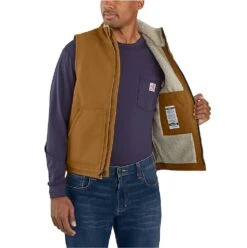 Carhartt Vests: Men's 104981 BRN Brown FR Duck Sherpa Lined Vest -Fashion Clothing Store download 2022 05 17t135446.385