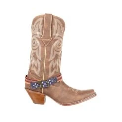 Durango Boots: Women's DRD0208 Brown Crush 12 Inch Flag Accessory Pull On Western Boot -Fashion Clothing Store drd0208 profile