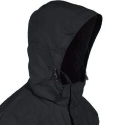 Eddie Bauer Jackets: Men's EB550 BLK Waterproof Black Hooded Rain Jacket -Fashion Clothing Store eddie bauer eb550 blk h 01