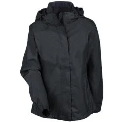 Eddie Bauer Jackets: Women's Waterproof EB551 BLK Black Rain Jacket -Fashion Clothing Store eddie bauer eb551 blk f 01