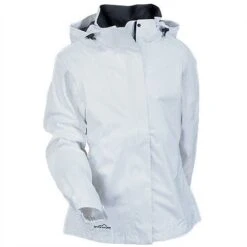 Eddie Bauer Jackets: Women's White EB551 WHT Waterproof Hooded Rain Jacket 7 Eddie Bauer Jackets: Women's White EB551 WHT Waterproof Hooded Rain Jacket -Fashion Clothing Store eddie bauer eb551 wht f 01