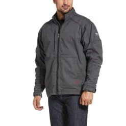 Ariat Work FR Jacket: Men's 10033193 Iron Grey DuraLight Stretch Canvas Field Jacket