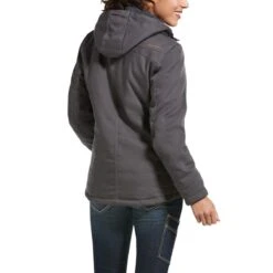 Ariat Rebar Jackets: Women's 10032917 Rebar Grey DuraCanvas Insulated Jacket -Fashion Clothing Store f20 wms work 10032917 back