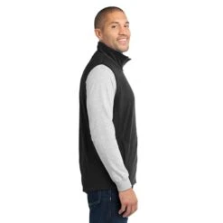 Gildan Port Authority Vest: Men's F226BLK Black Microfleece Vest -Fashion Clothing Store f226 black model side 062612