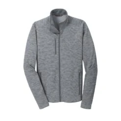 Port Authority Jacket: Men's F231 GRY Grey Digi Stripe Fleece Jacket -Fashion Clothing Store f231 grey flat front