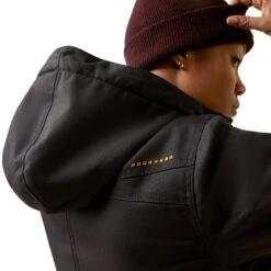 Ariat Rebar Jackets: Women's 10046558 Black Rebar DuraCanvas Insulated Jacket -Fashion Clothing Store f23 wms work 10046558 detail03