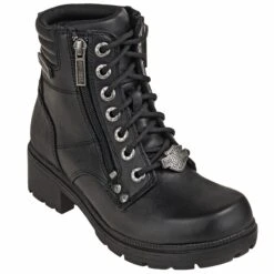 Harley Davidson Boots: Women's D83877 Zip Up Black Motorcycle Boots -Fashion Clothing Store harley davidson d83877 p 01