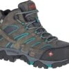 Merrell Boots: Women's J42076 Pewter Teal Moab Vertex Mid Composite Toe Waterproof Work Boot