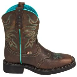 Justin Boots: Women's GY9624 8-Inch Mandra Chocolate Brown Cowboy Boots -Fashion Clothing Store justin l9624 o 01
