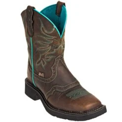 Justin Boots: Women's GY9624 8-Inch Mandra Chocolate Brown Cowboy Boots -Fashion Clothing Store justin l9624 p 01