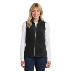 Port Authority Vest: Women's L226BLK Black Microfleece Vest -Fashion Clothing Store l226 black model front 082018