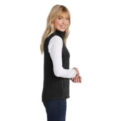 Port Authority Vest: Women's L226BLK Black Microfleece Vest -Fashion Clothing Store l226 black model side 082018