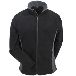 Port Authority Jackets: Men's F216 BK/BG Black/Battleship Grey Colorblock Fleece Jacket -Fashion Clothing Store port authority k216 bk bg f 01