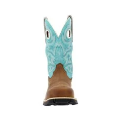 Rocky Boots: Women's RKW0412 Brown Turquoise Composite Toe Rosemary Pull On Cowboy Work Boot -Fashion Clothing Store rkw0412 3edit
