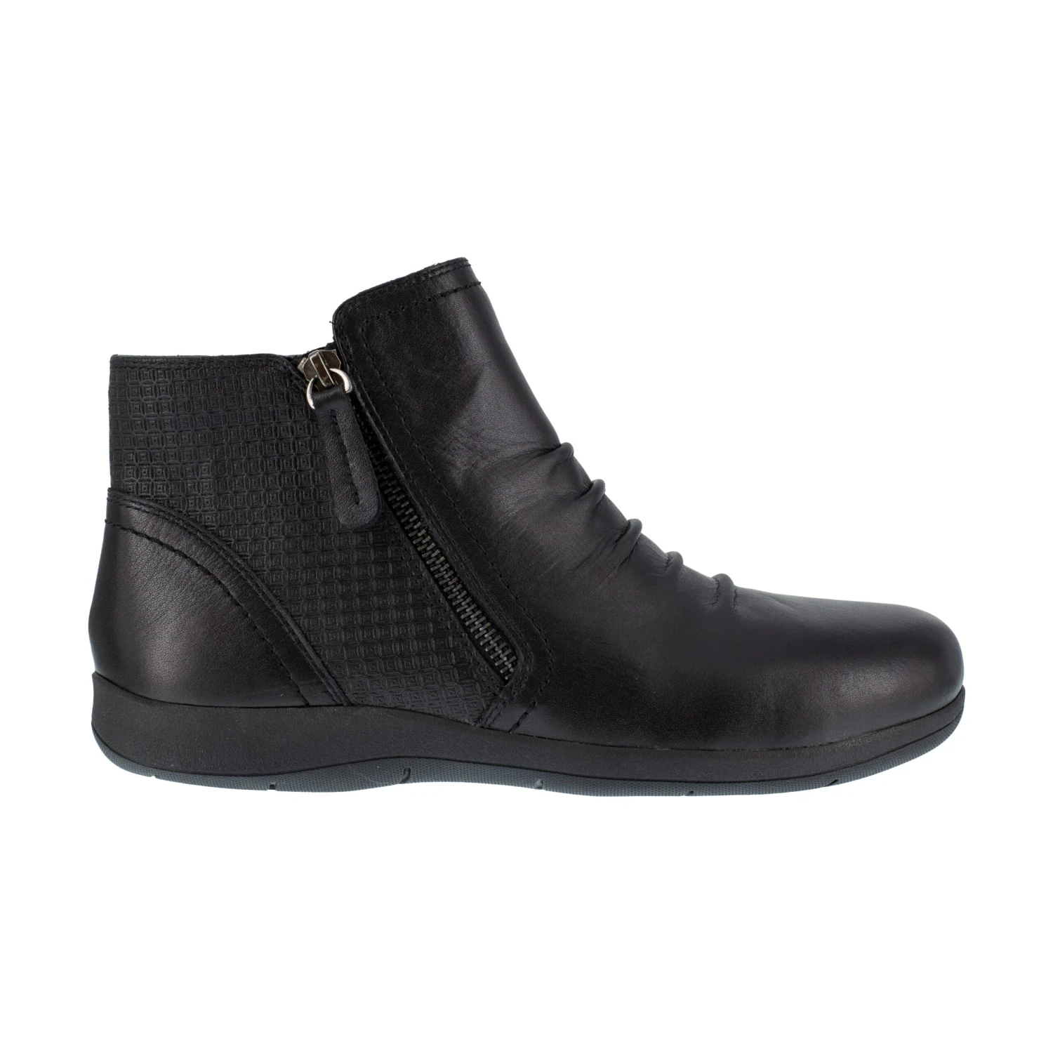 Rockport Works Boots: Women's RK762 Black Daisey Alloy Toe Slip On Side Zip Leather Work Boot 1 Rockport Works Boots: Women's RK762 Black Daisey Alloy Toe Slip On Side Zip Leather Work Boot