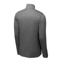 Sport-Tek Pullover: Men's ST407DGH Dark Grey Heather Triad Solid PosiCharge Tri-Blend Wicking 1/4-Zip Pullover -Fashion Clothing Store st407 darkgreyheather form back