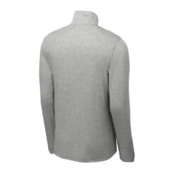 Sport-Tek Pullover: Men's ST407LGH Light Grey Heather Solid PosiCharge Tri-Blend Wicking 1/4-Zip Pullover -Fashion Clothing Store st407 lightgreyheather form back