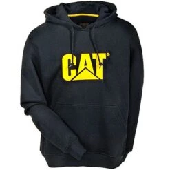 Caterpillar Sweatshirts: Men's Black W10646 016 Trademark Hooded Sweatshirt -Fashion Clothing Store w10646blk catf 01